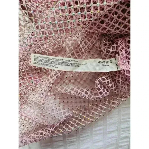 NWT Free People Sheer Metallic Fishnet Long Sleeve Top Party Club Mesh Glitter - Picture 7 of 8